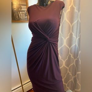 Lauren Ralph Lauren Purple Ruched Sleeveless Dress Drape Neck Women's Sz 2